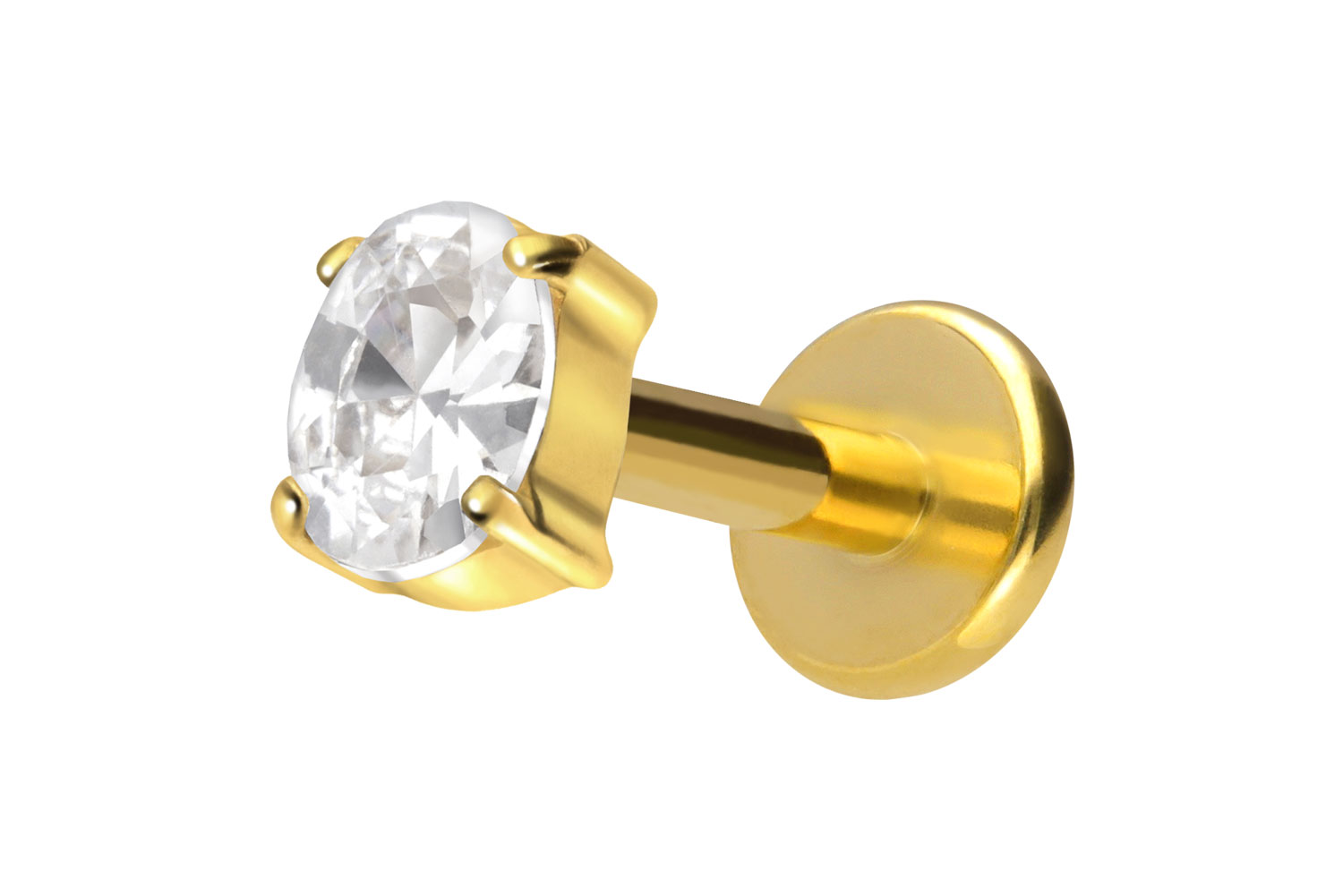 Titan Labret Piercing mit Innengewinde EINGEFASSTES KRISTALLOVAL